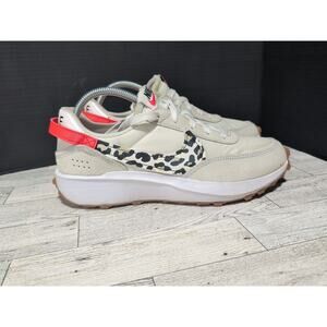 Nike Waffle Debut SE Shoes Womens Size 9 White Leopard Orange Gum DZ5201-100
